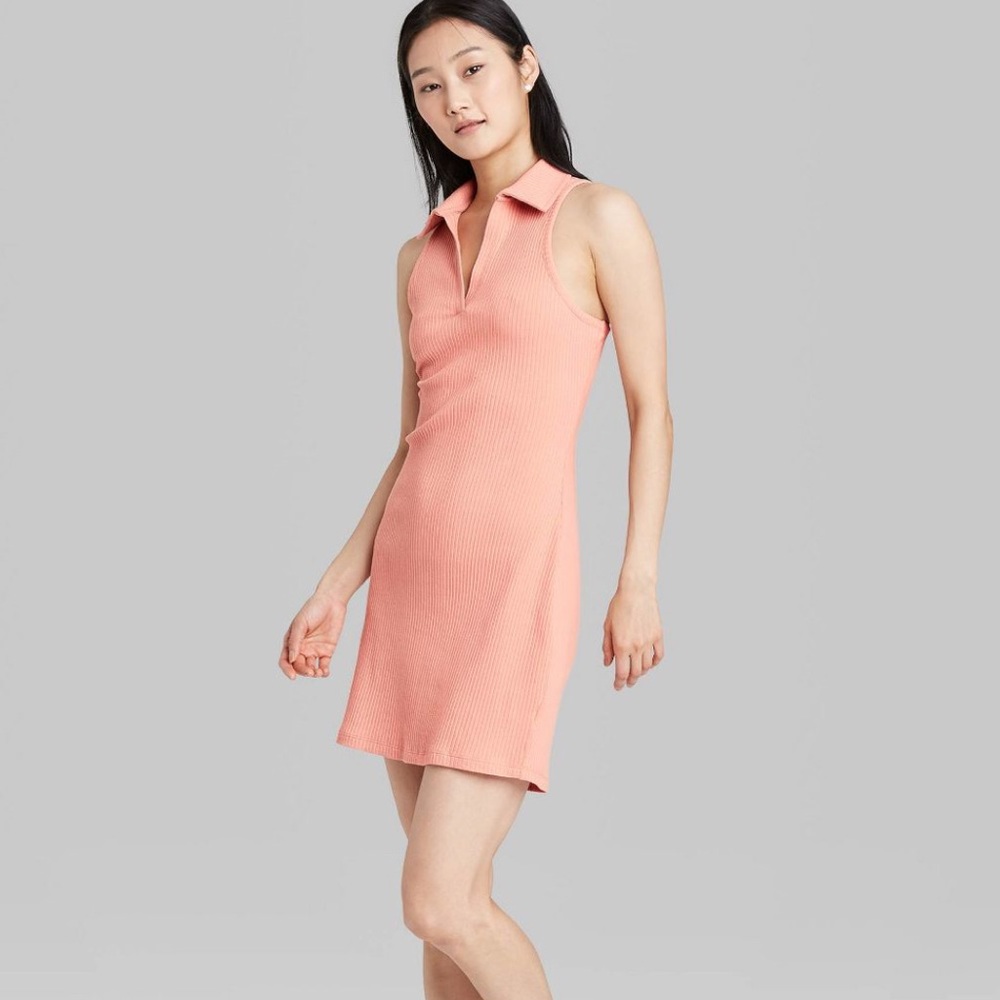 Wild Fable baby pink body con polo dress. Size M.